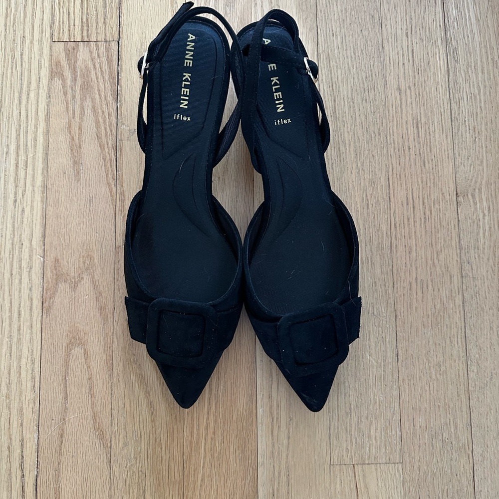Black Suede Anne Klein Slingback Heels